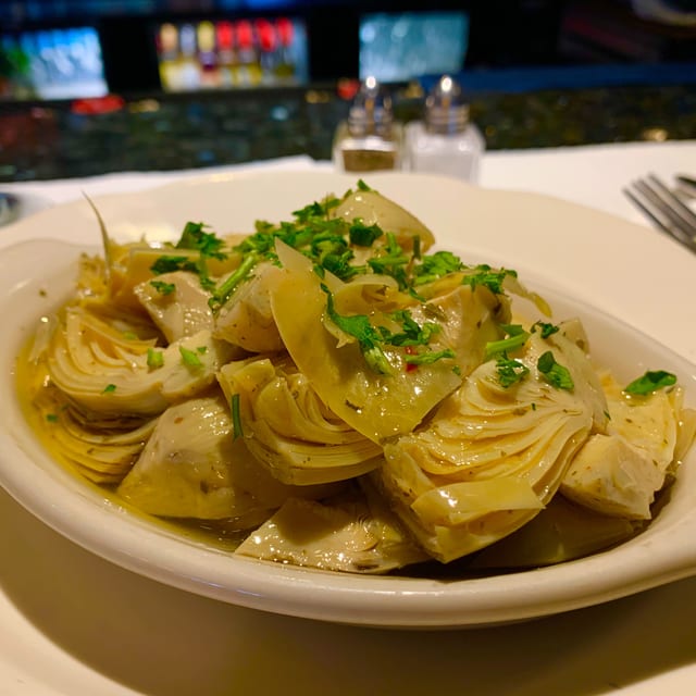 Marinated artichokes.