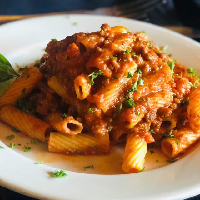 Rigatoni Bolognese.